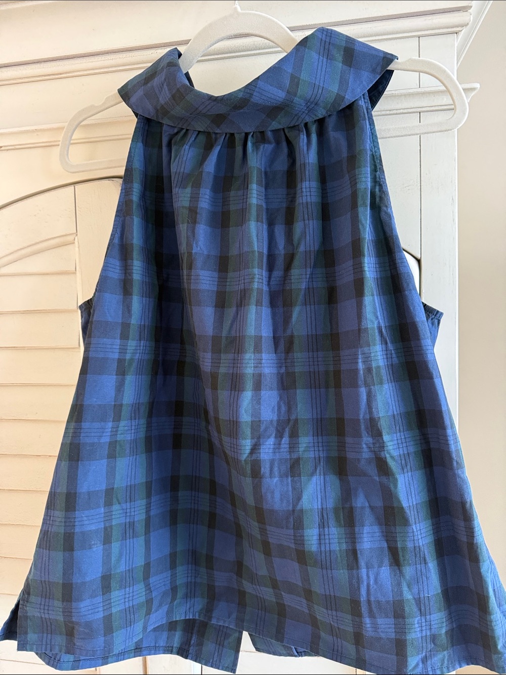 Sail to Sable Blue and Green Plaid Sleeveless Tunic
